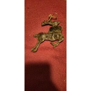 Vintage Metal Reindeer Ornament – Rustic‎ Faux Fur Christmas Decor